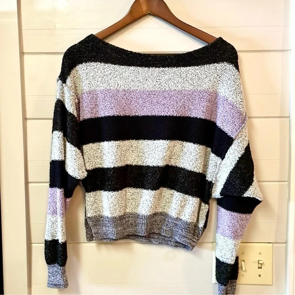 Candyland Knit Sweater FREE PEOPLE Women Size S Cropped Striped Y2K 90'